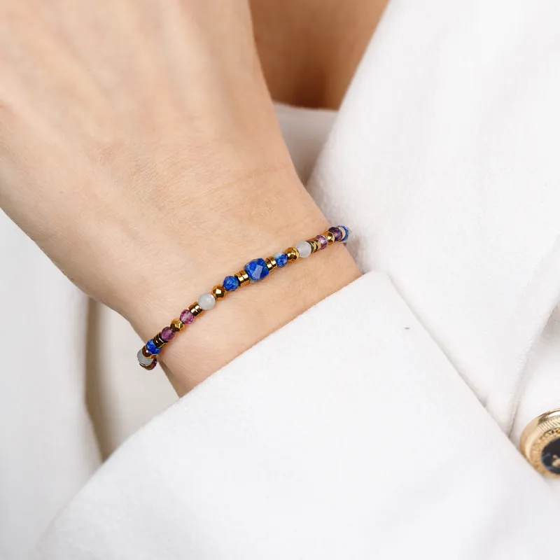 Lapis Lazuli, Akwamaryn, Ametyts - bransoletka na sznurku na zdrowie, intuicję, duchowość - Duchowe Przebudzenie