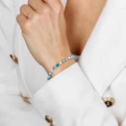 Perła, Apatyt - srebrna bransoletka na kreatywność, harmonię, uzdrowienie - Skarby Oceanu