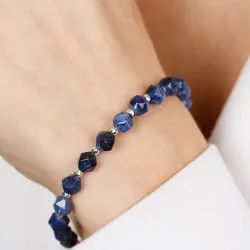Sodalit, Hematyt - srebrna bransoletka na szczęście, duchowość, koncentrację - Duchowe Przebudzenie