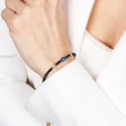 Noc Kairu, Akwamaryn, Lapis Lazuli - srebrna pozłacana bransoletka na harmonia, uzdrowienie, spokój - Magiczna Noc