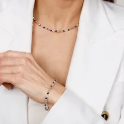 Sodalit, Kryształ Górski, Labradoryt - srebrny naszyjnik na szczęście, duchowość, koncentrację - Światło Spokoju