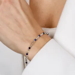 Sodalit, Kryształ Górski, Labradoryt - srebrna bransoletka na szczęście, duchowość, koncentrację - Oaza Szczęścia