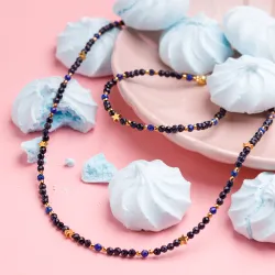 Noc Kairu, Lapis Lazuli, Hematyt - srebrna pozłacana bransoletka na harmonia, uzdrowienie, spokój - Magiczna Noc