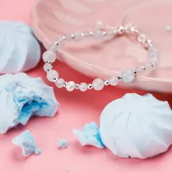 Noc Kairu, Akwamaryn, Lapis Lazuli - srebrna pozłacana bransoletka na zdrowie, odwagę, harmonię - Skarby Oceanu