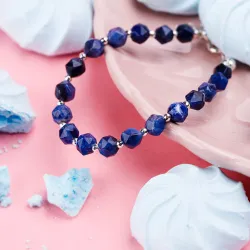 Sodalit, Hematyt - srebrna bransoletka na szczęście, duchowość, koncentrację - Duchowe Przebudzenie