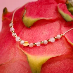 Kwarc Różowy, Rodochrozyt, Hematyt - bransoletka na sznurku na miłość, harmonię, szczęście - Pocałunek Miłości