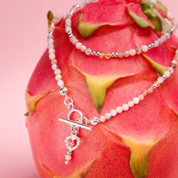 Komplet biżuterii srebro bransoletka i naszyjnik - Pocałunek Miłości