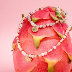 Opal, Akwamaryn, Cytryn - srebrna pozłacana bransoletka na kreatywność, harmonię, miłość - Natura