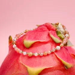 Kamień Słoneczny, Jaspis, Opal - srebrna pozłacana bransoletka na radość, szczęście, sukces - Energia Sukcesu