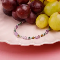 Turkus, Ametyst - srebrna bransoletka na zdrowie, ochronę, szczęście - Oaza Szczęścia