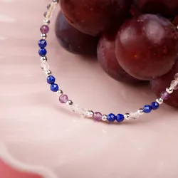 Lapis Lazuli, Ametyst, Kryształ Górski - srebrna bransoletka na koncentrację, miłość, sukces - Energia Sukcesu