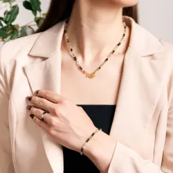 Komplet biżuterii srebro pozłacane bransoletka i naszyjnik - Wewnętrzna Ochrona