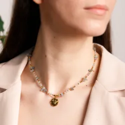 Labradoryt, Akwamaryn, Hematyt - naszyjnik na odwagę, duchowość, kreatywność - Duchowe Przebudzenie