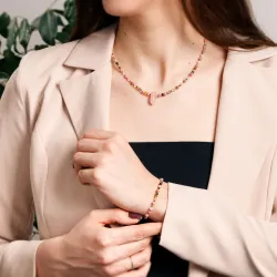 Komplet biżuterii srebro pozłacane bransoletka i naszyjnik - Ezoteryczna Elegancja