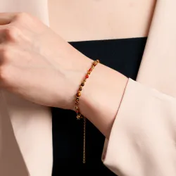 Tygrysie Oko, Karneol, Hematyt - srebrna pozłacana bransoletka na bogactwo, sukces, siłę - Ezoteryczna Elegancja