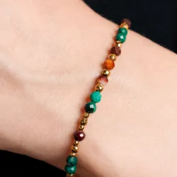 Mokait, Hematyt, Malachit - srebrna pozłacana bransoletka na odwagę, siłę, spokój - Światło Spokoju