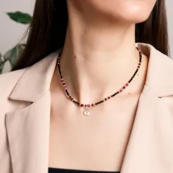 Rubin, Granat, Turmalin - srebrny naszyjnik na radość, miłość, szczęście - Baran