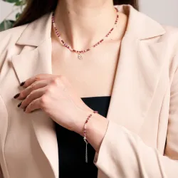 Komplet biżuterii srebro bransoletka i naszyjnik - Pocałunek Miłości