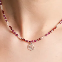 Komplet biżuterii srebro bransoletka i naszyjnik - Pocałunek Miłości