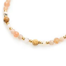 Kamień Słoneczny, Jaspis, Opal - srebrna pozłacana bransoletka na radość, szczęście, sukces - Energia Sukcesu