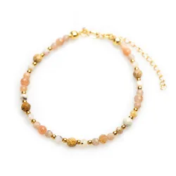 Kamień Słoneczny, Jaspis, Opal - srebrna pozłacana bransoletka na radość, szczęście, sukces - Energia Sukcesu