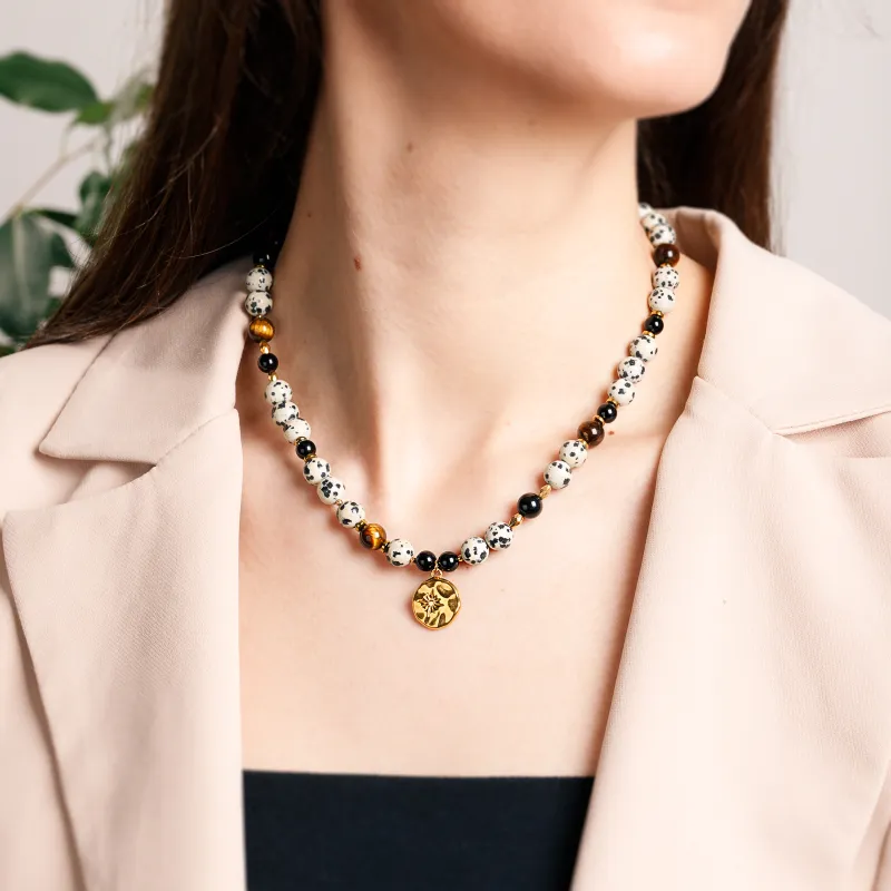 Tygrysie Oko, Jaspis, Hematyt - naszyjnik na bogactwo, sukces, siłę - Symfonia Bogactwa