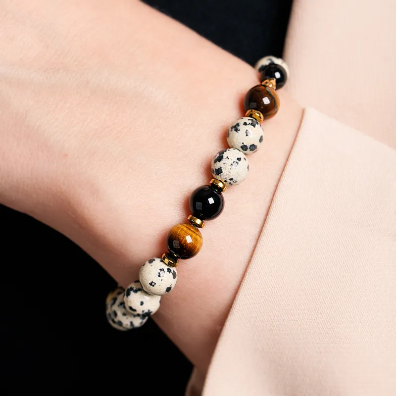 Tygrysie oko, Jaspis, Hematyt - bransoletka na bogactwo, sukces, siłę - Symfonia Bogactwa