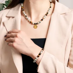 Komplet biżuterii stal chirurgiczna bransoletka i naszyjnik - Symfonia Bogactwa