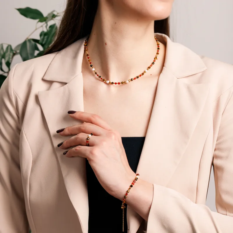 Komplet biżuterii srebro bransoletka i naszyjnik - Symfonia Bogactwa