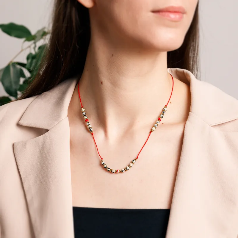 Jaspis - naszyjnik na sznurku na zdrowie, odwagę, spokój - Refleksja Zdrowia