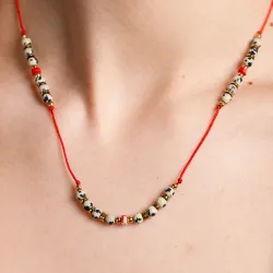 Jaspis - naszyjnik na sznurku na zdrowie, odwagę, spokój - Refleksja Zdrowia