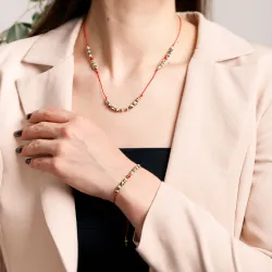 Komplet biżuterii srebro pozłacane bransoletka i naszyjnik - Refleksja Zdrowia