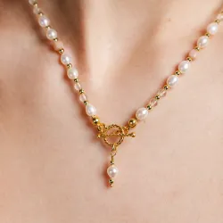 Komplet biżuterii srebro pozłacane bransoletka i naszyjnik - Skarby Oceanu