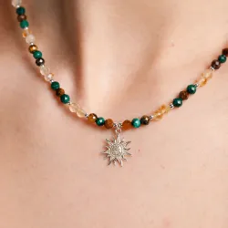 Komplet biżuterii srebro pozłacane bransoletka i naszyjnik - Symfonia Bogactwa