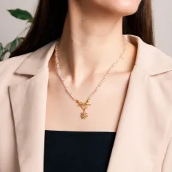 Kryształ Górski - srebrny pozłacany naszyjnik na harmonię, uzdrowienie, spokój - Światło Spokoju