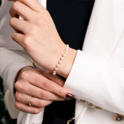 Perła - srebrna pozłacana bransoletka na harmonię, uzdrowienie, spokój - Skarby Oceanu