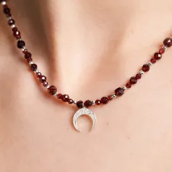 Granat, Hematyt - srebrny naszyjnik na zdrowie, miłość, kreatywność - Pocałunek Miłości