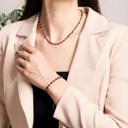 Komplet biżuterii srebro bransoletka i naszyjnik - Pocałunek Miłości