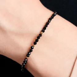 Spinel, Hematyt - srebrna pozłacana bransoletka na ochronę, bogactwo, koncentrację - Wewnętrzna Ochrona