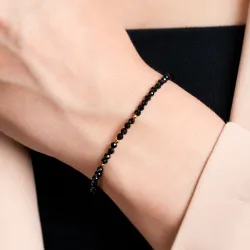 Spinel, Hematyt - srebrna pozłacana bransoletka na ochronę, bogactwo, koncentrację - Wewnętrzna Ochrona