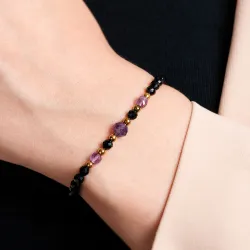 Ametyst, Spinel, Hematyt - bransoletka na sznurku na koncentrację, miłość, sukces - Energia Sukcesu