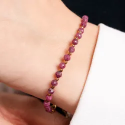 Rubin, Hematyt - srebrna pozłacana bransoletka na radość, miłość, szczęście - Pocałunek Miłości