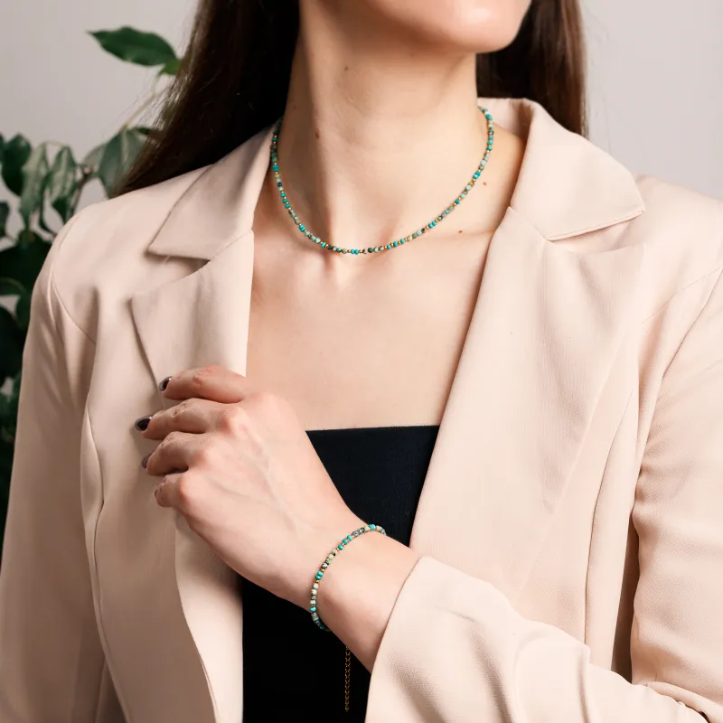 Komplet biżuterii srebro pozłacane bransoletka i naszyjnik - Oaza Szczęścia