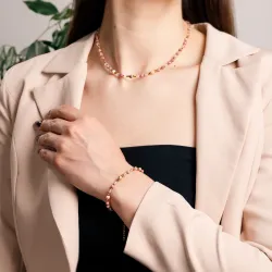 Komplet biżuterii srebro pozłacane bransoletka i naszyjnik - Pocałunek Miłości