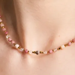 Komplet biżuterii srebro pozłacane bransoletka i naszyjnik - Pocałunek Miłości