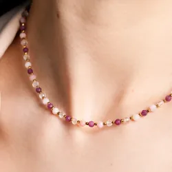 Komplet biżuterii srebro pozłacane bransoletka i naszyjnik - Pocałunek Miłości