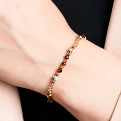 Granat, Kwarc Dymny, Jaspis, Hematyt - bransoletka na zdrowie, miłość, kreatywność - Leonidy