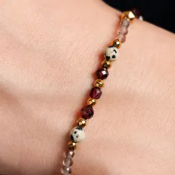 Granat, Kwarc Dymny, Jaspis, Hematyt - bransoletka na zdrowie, miłość, kreatywność - Leonidy