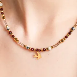 Granat, Kwarc dymny, Jaspis, Hematyt - naszyjnik na zdrowie, miłość, kreatywność - Andromeda