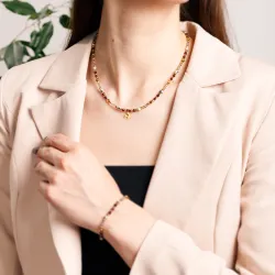 Granat, Kwarc dymny, Jaspis, Hematyt - naszyjnik na zdrowie, miłość, kreatywność - Pocałunek Serca